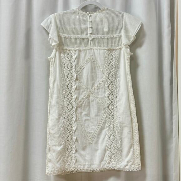 Tularosa Clayton Embroidered Eyelet Flutter Sleeve Mini Shift Dress White XS - Picture 4 of 8